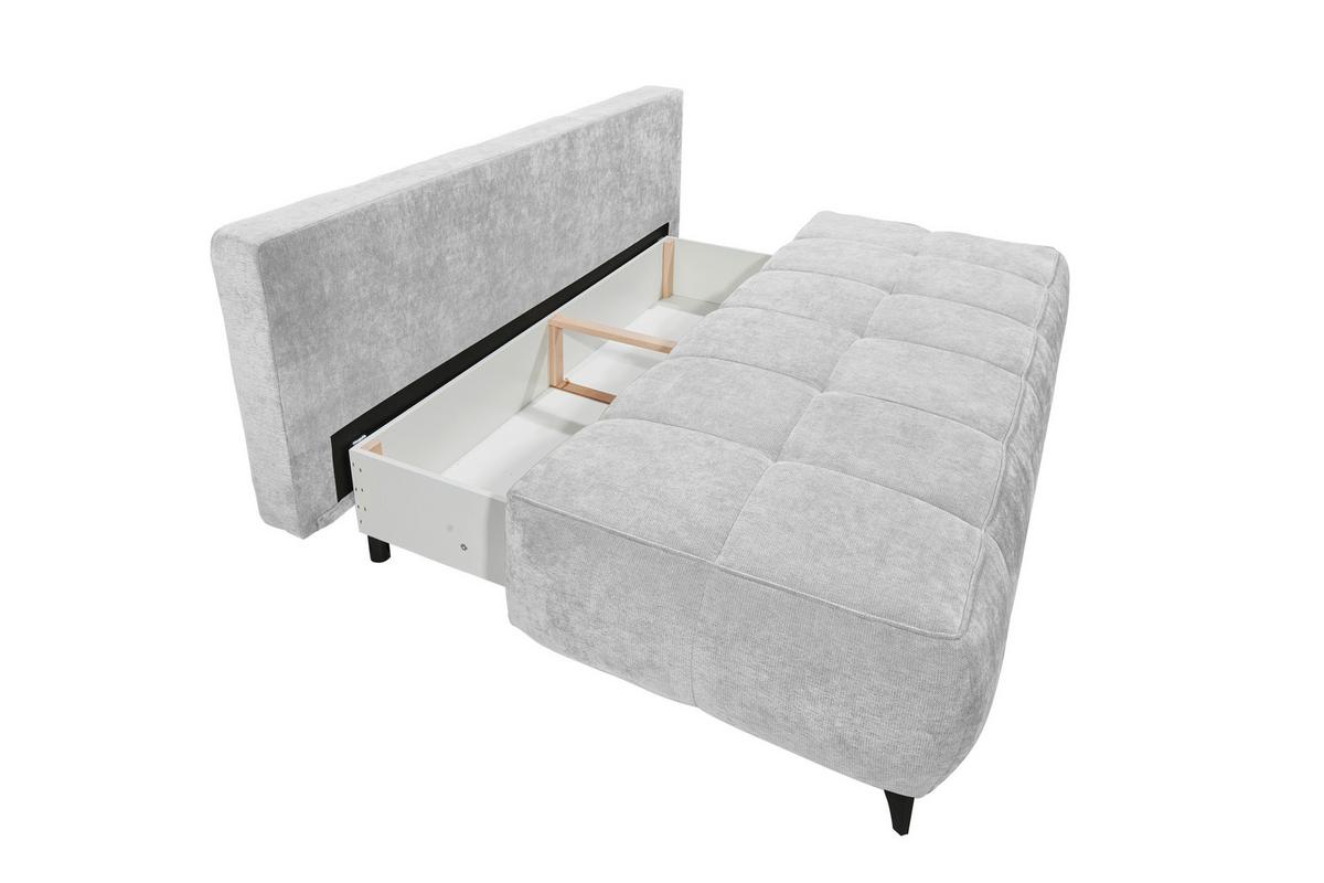 Schlafsofa Elisa Silberfarben, Schlaffunktion - Silberfarben/Schwarz, MODERN, Textil (215/96/106cm) - MID.YOU