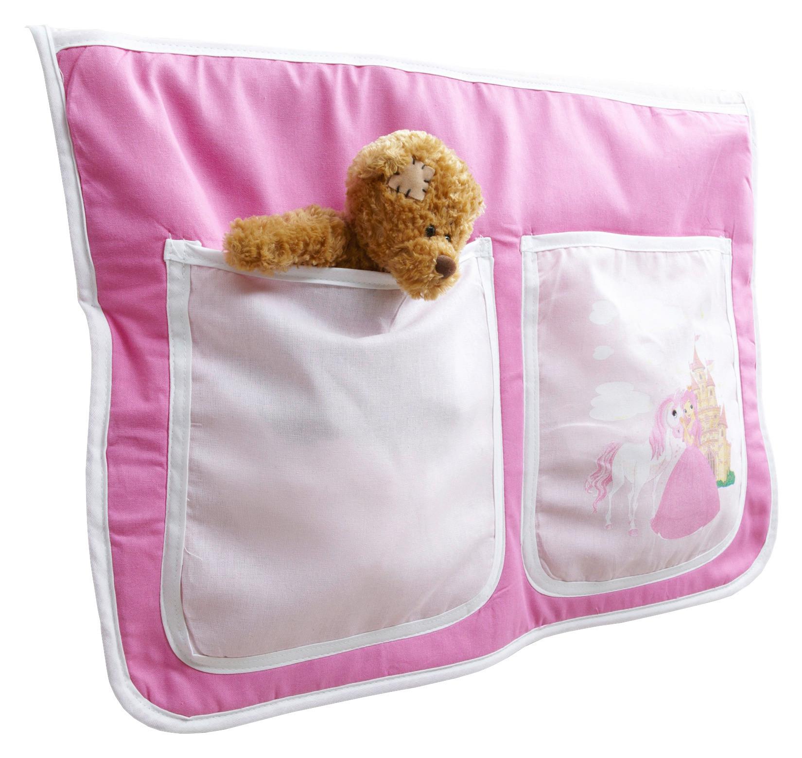 Betttasche aus Baumwolle m. 2 Fächern, pink/Weiß