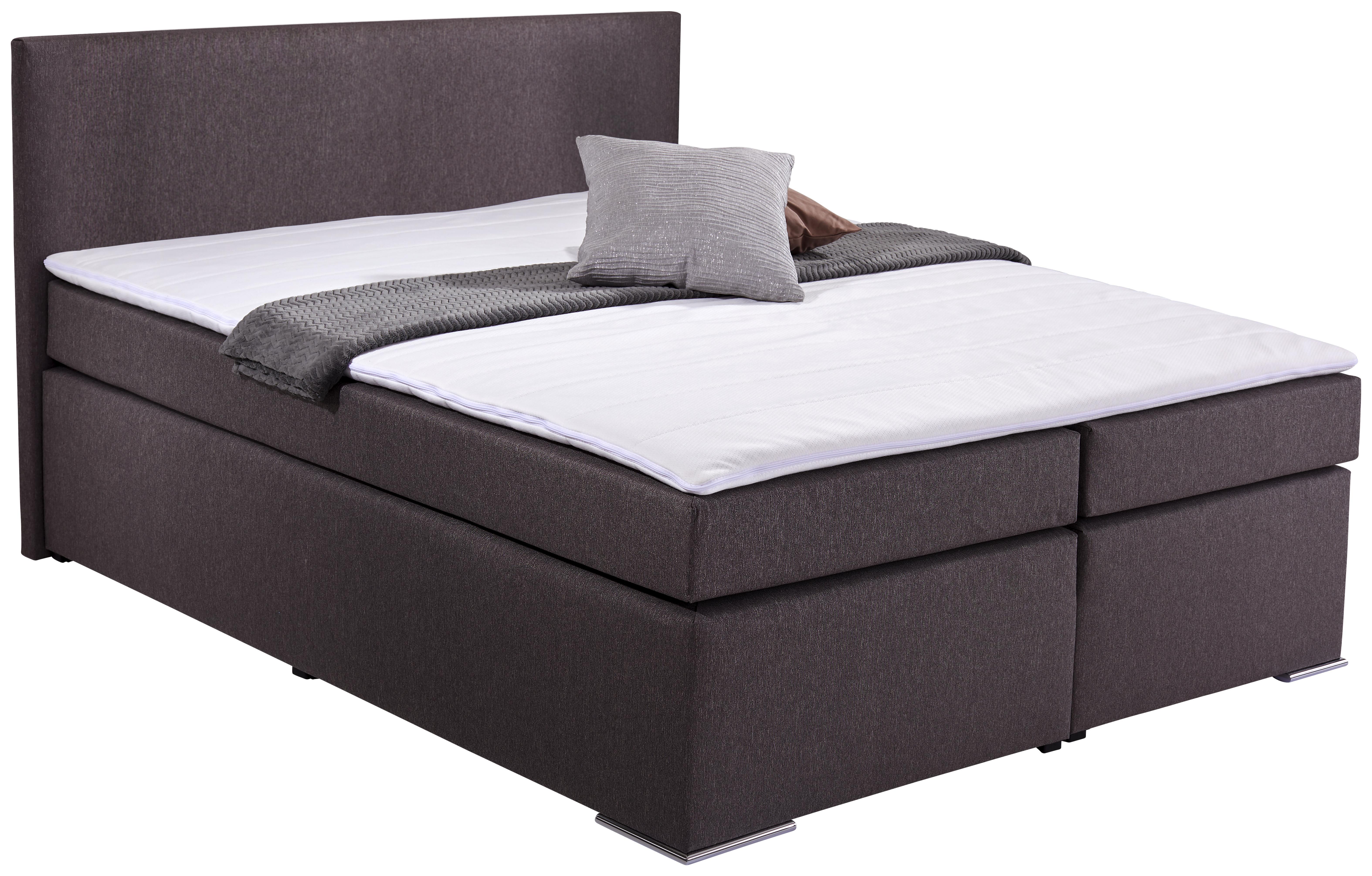 Boxspringbett Nero - Chromfarben/Braun, KONVENTIONELL, Textil (168/104/209cm)