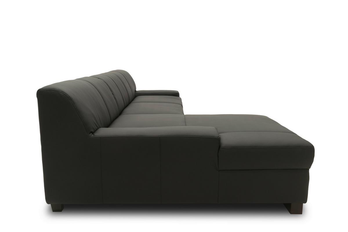 Ecksofa Mit Schlaffunktion Norma Schwarz Lederlook - Wengefarben/Schwarz, Design, Textil (153/268cm) - MID.YOU