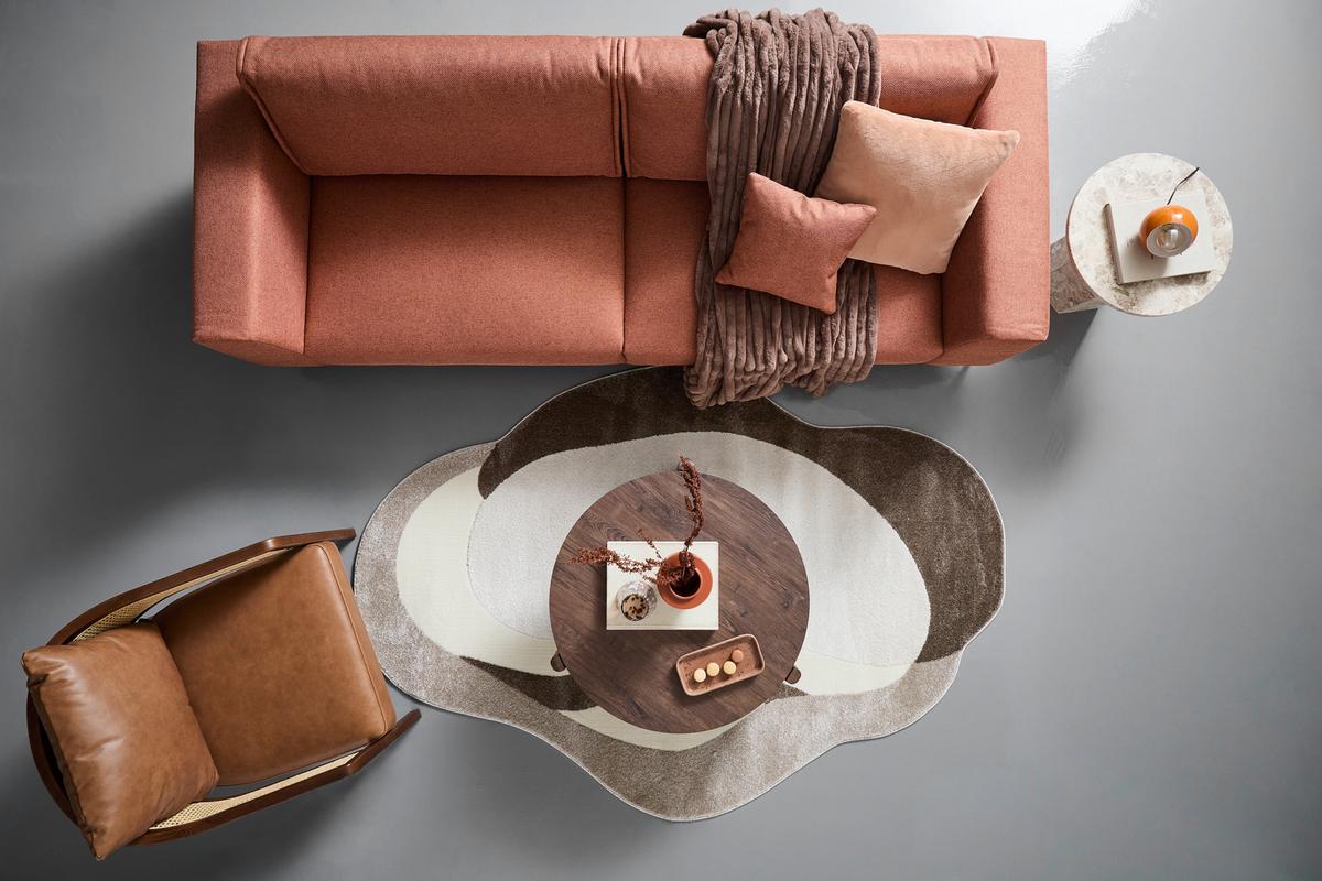 Trojmiestna pohovka SEUL, oranžová - oranžová/čierna, Design, kov/drevo (246/87/88cm) - MID.YOU