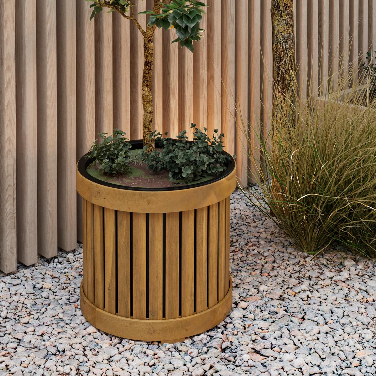 VYSOKÝ ZÁHON MARLO - čierna/farba akácie, Modern, drevo/plast (48/44/48cm) - Bessagi Garden