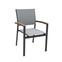 Stapelstuhl Silea - Anthrazit/Naturfarben, Basics, Kunststoff/Textil (58/86/56cm) - Gardenson