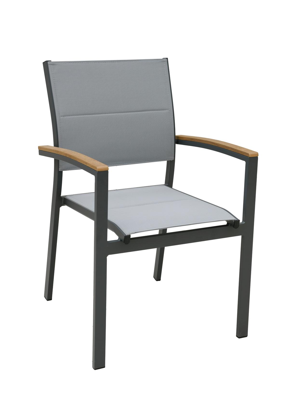 Stapelstuhl Silea - Anthrazit/Naturfarben, Basics, Kunststoff/Textil (58/86/56cm) - Gardenson