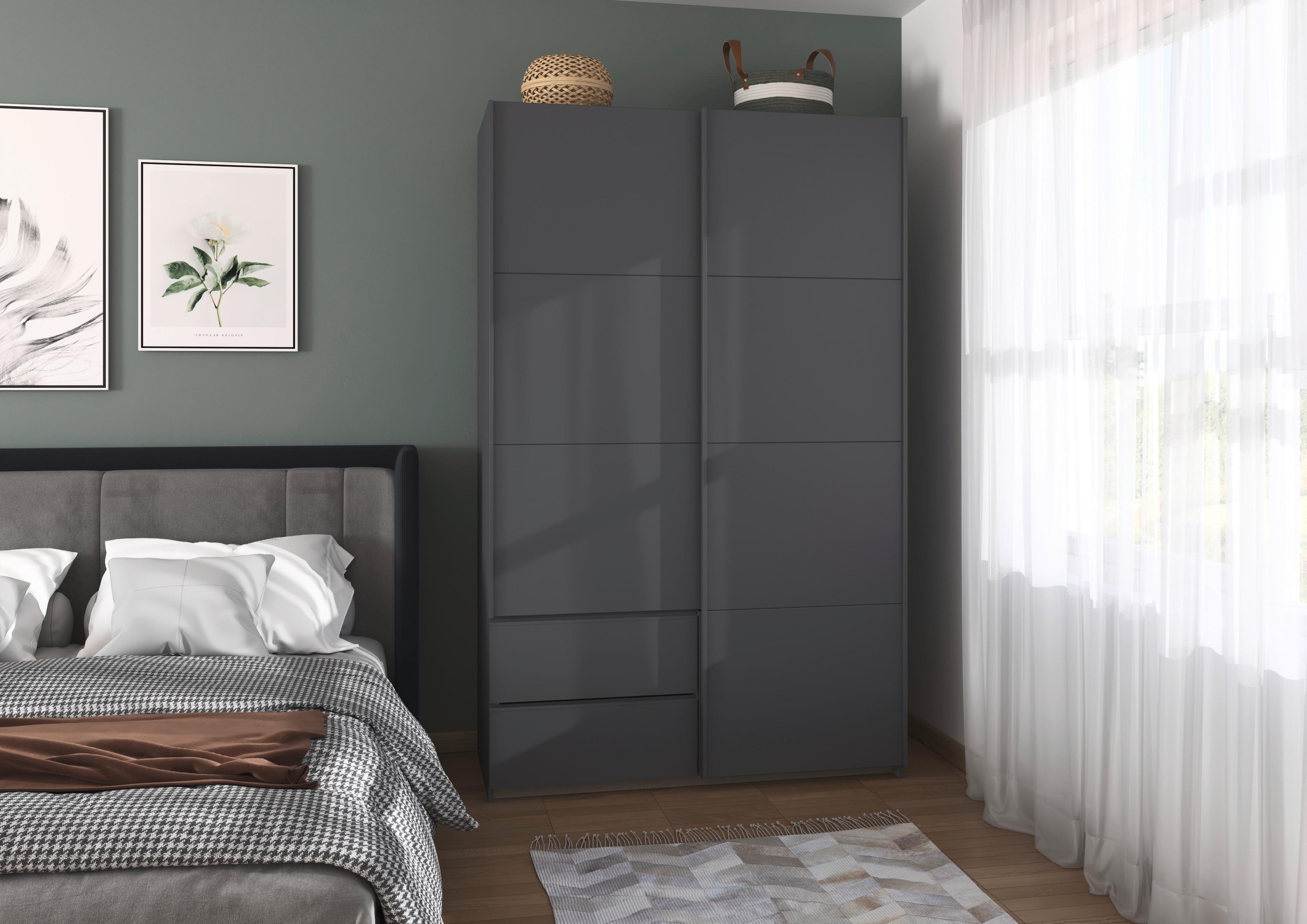 Schwebetürenschrank Stoke Grau/Grau-Metallic B: 131 cm - Grau, MODERN, Holzwerkstoff (131/210/59cm) - Rauch Möbel