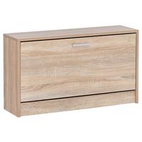 Výklopná skrinka na topánky Zoey dub sonoma - biela/strieborná, Konventionell, kov/kompozitné drevo (80/47/24cm) - MID.YOU