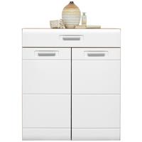 Kommode B: 85 cm Auris Weiß/Eichefarben - Eichefarben/Weiß, MODERN (85/99,6/37,1cm) - Luca Bessoni
