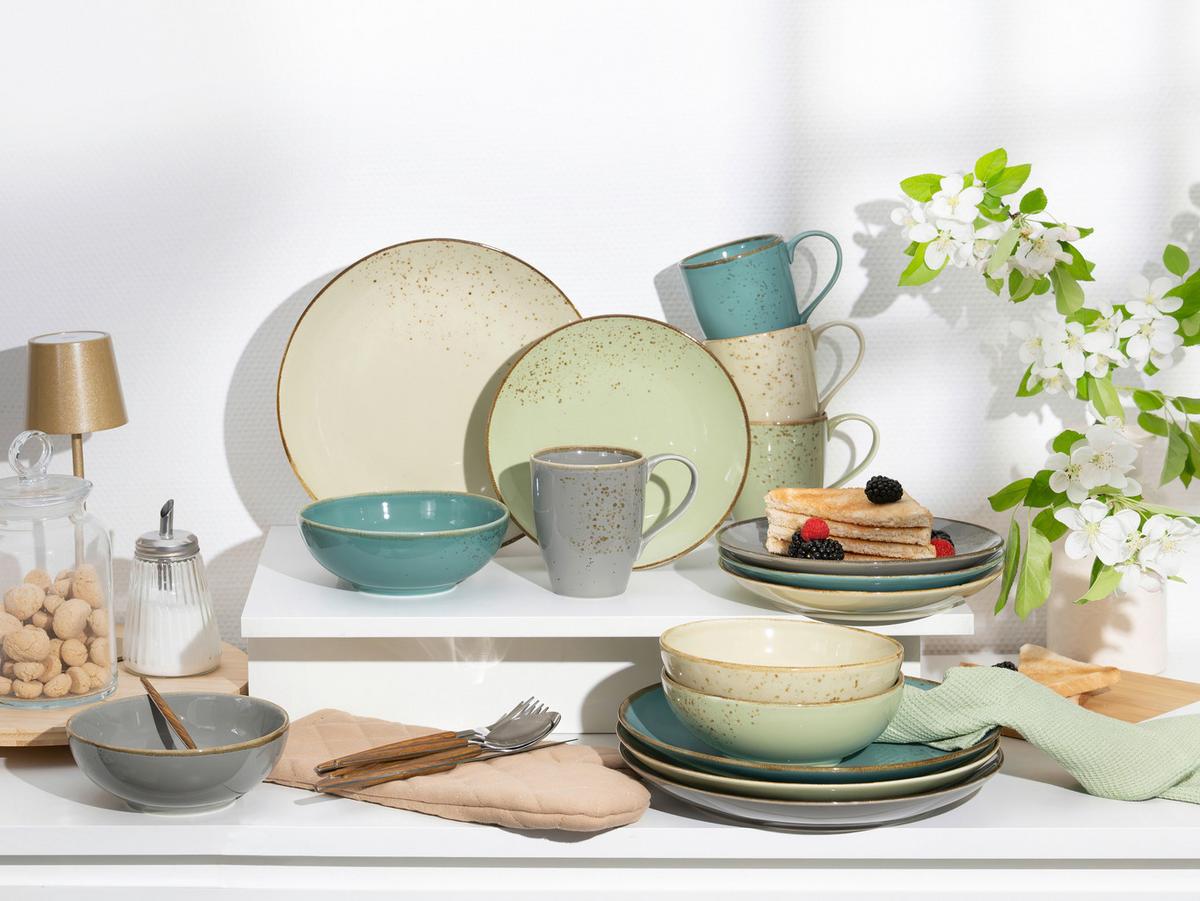 Kombinovaná souprava NATURE COLLECTION, 16-dílný - šedá/modrá, Trend, keramika - Creatable