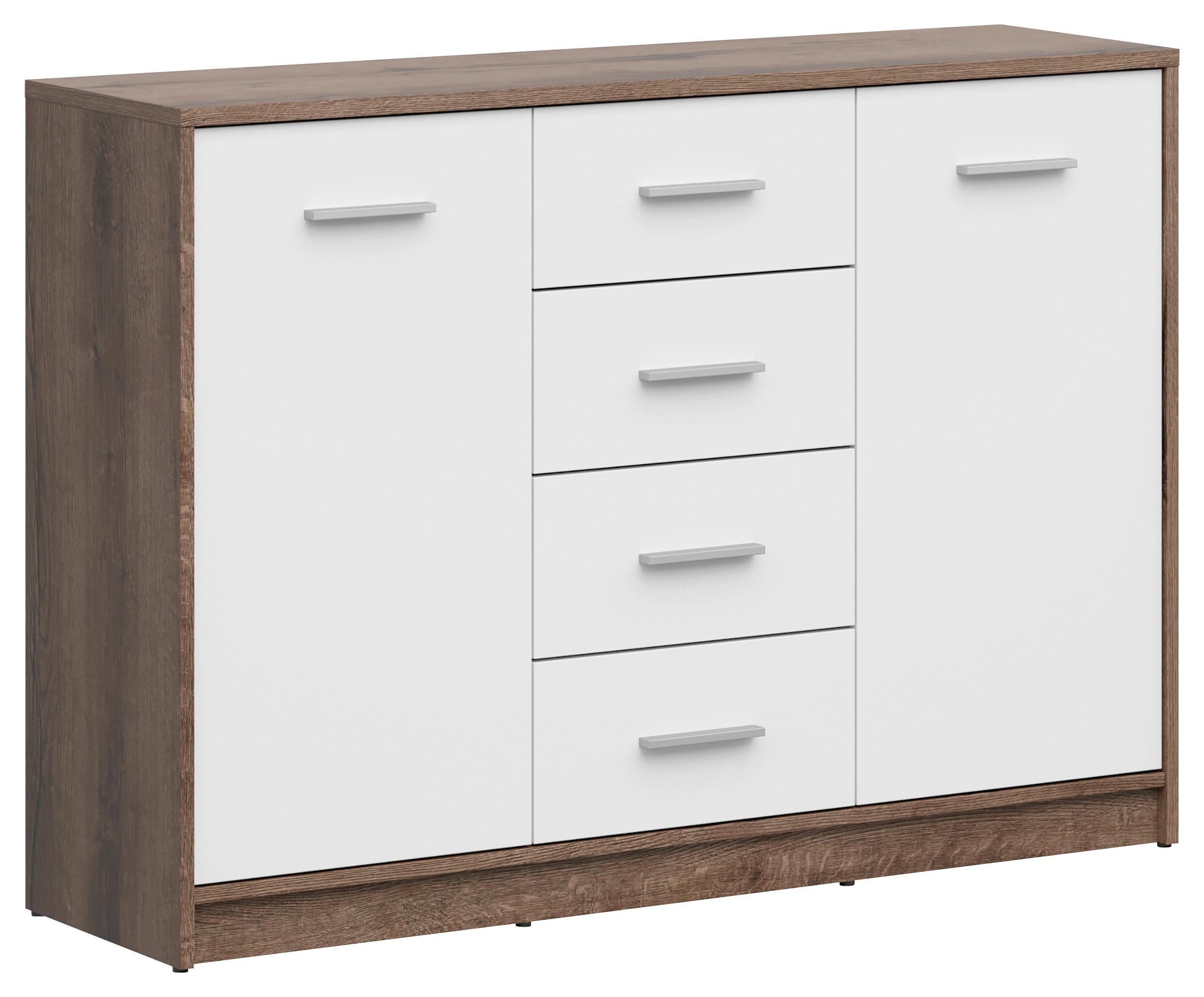 Kommode Nepo Plus Chest Of Drawers - Eichefarben/Schwarz, Design, Holzwerkstoff (118,5/84/34cm)