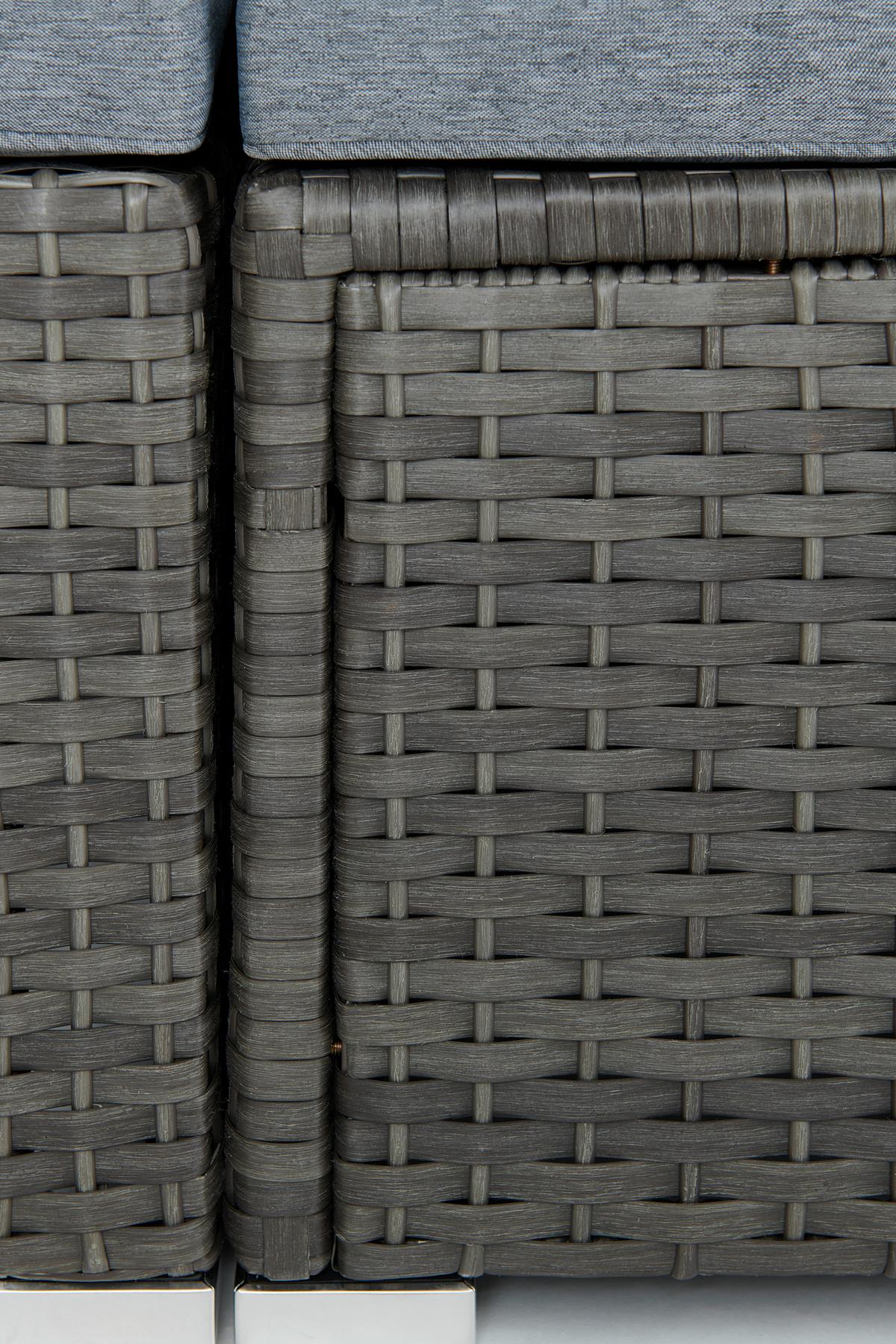 Loungegarnitur 5-Tlg. Almeria, Polyrattan/Textil mit Kissen - Grau, MODERN, Glas/Kunststoff