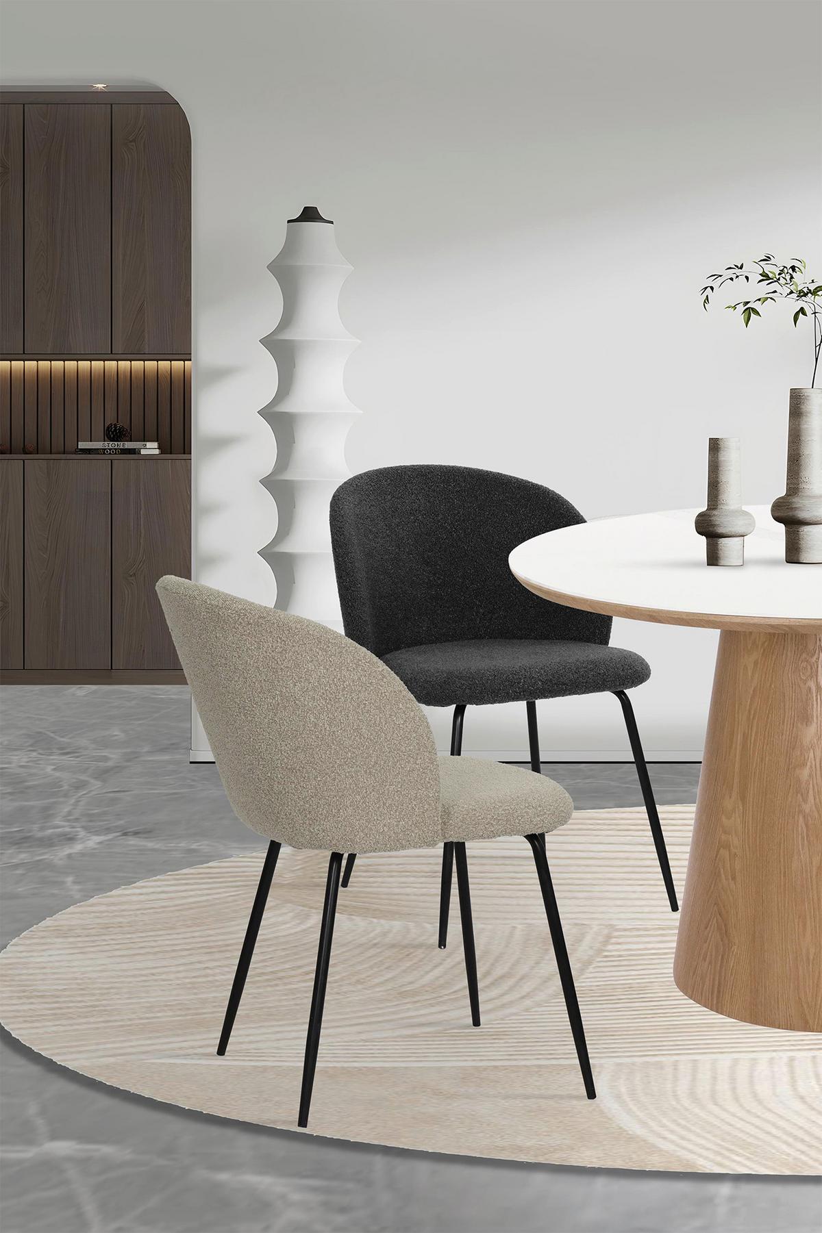 STUHL-SET Schwarz 2-teilig - Schwarz, MODERN, Textil/Metall (60/78/48cm) - MID.YOU
