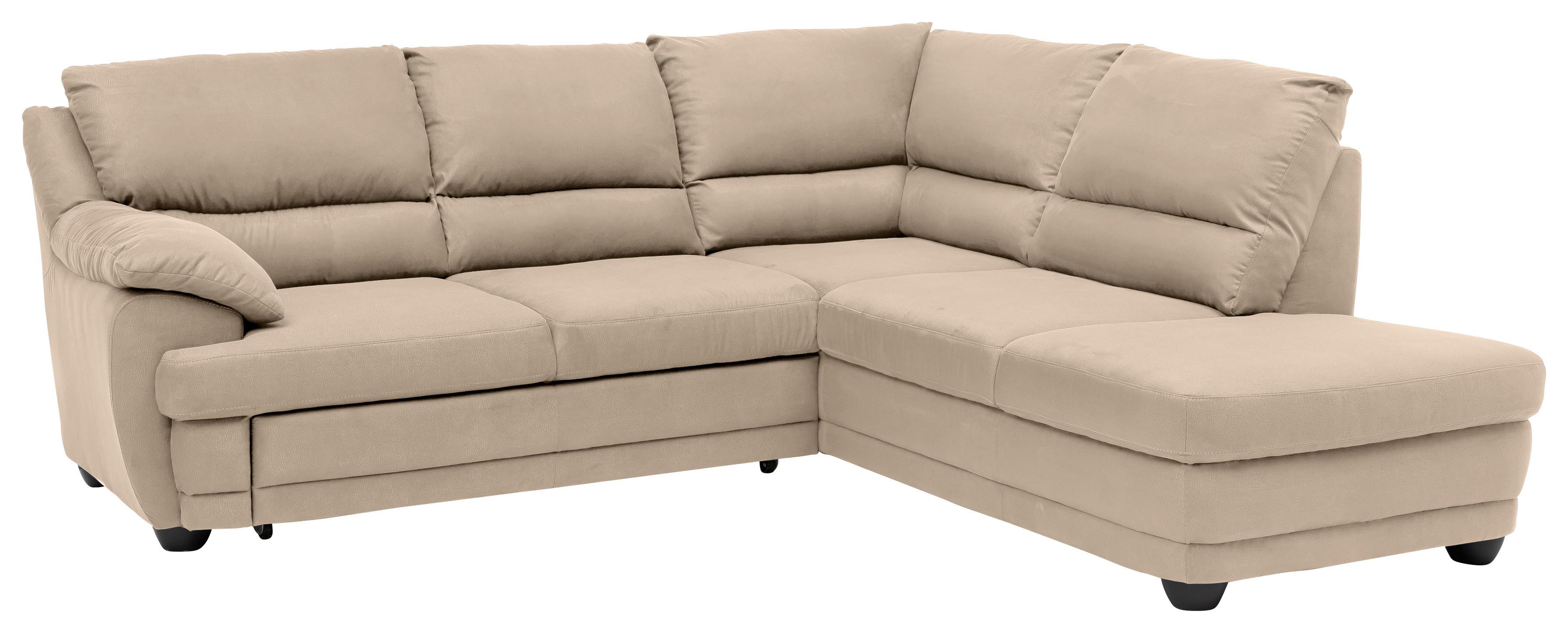 Ecksofa mit Schlaffunktion Nebolo Sandfarben 246x225 cm - Sandfarben/Schwarz, Design, Textil (246/225cm) - Livetastic