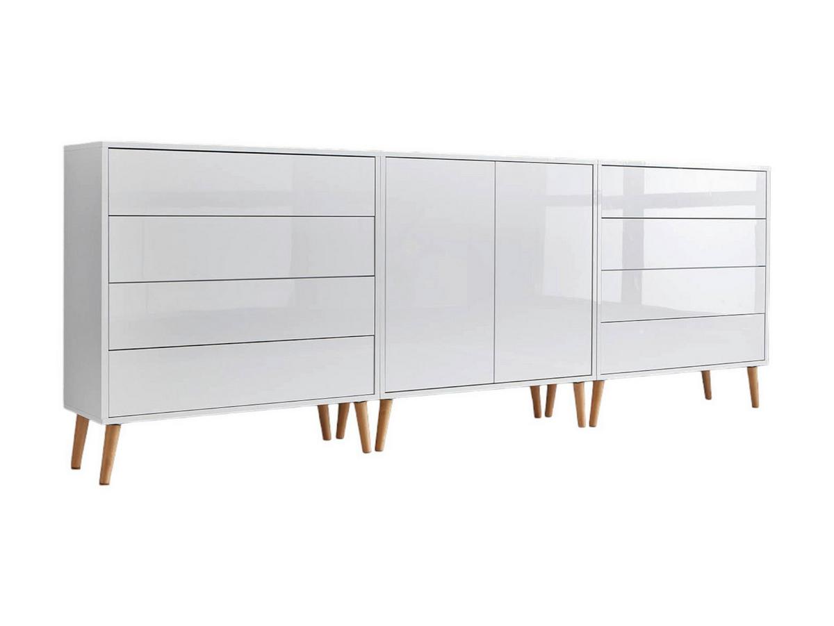 Sideboard Mailand 4 B: 237cmweiß/eiche - Weiß Hochglanz/Eiche Artisan, MODERN, Holzwerkstoff (237/86/33cm) - MID.YOU