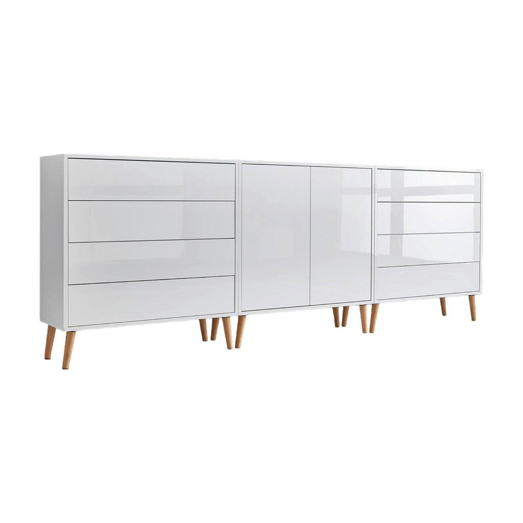 SIDEBOARD Mailand 4 B: 237cmWeiß/Eiche