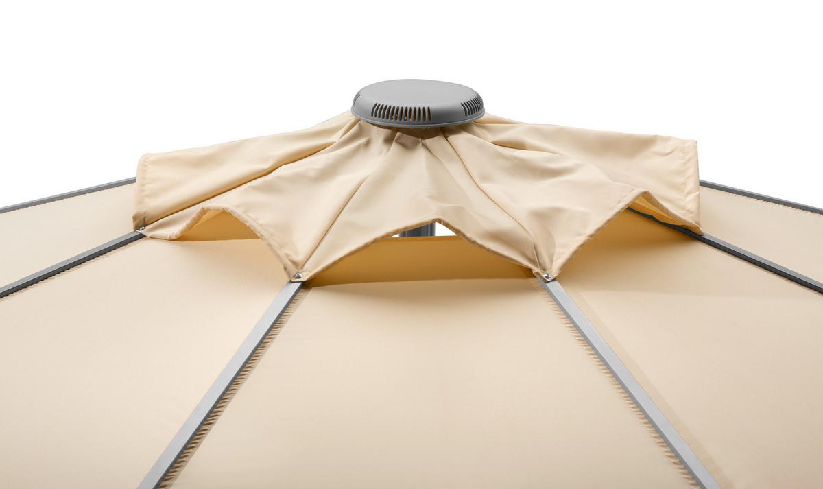 Sonnenschirm Rooftop 350 X 275 X 350 cm Lichtecht Naturfarben - Silberfarben/Naturfarben, Basics, Textil/Metall (350/275/350cm) - Schneider