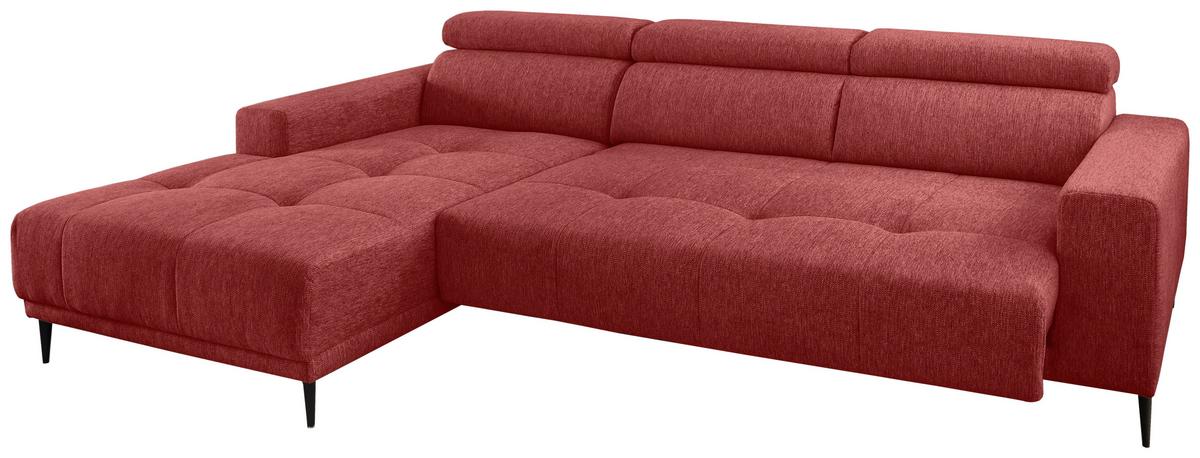 Ecksofa Intera, Rot S: 188x276 Cm - Rot/Schwarz, KONVENTIONELL, Textil (188/276cm) - Livetastic
