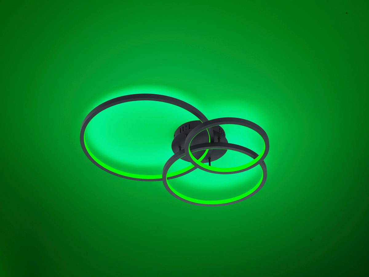 LED-Deckenleuchte Aaron L: 79 cm mit Smartphone-Steuerung - Anthrazit, Design, Metall (79/10,5/64cm) - Trio Leuchten