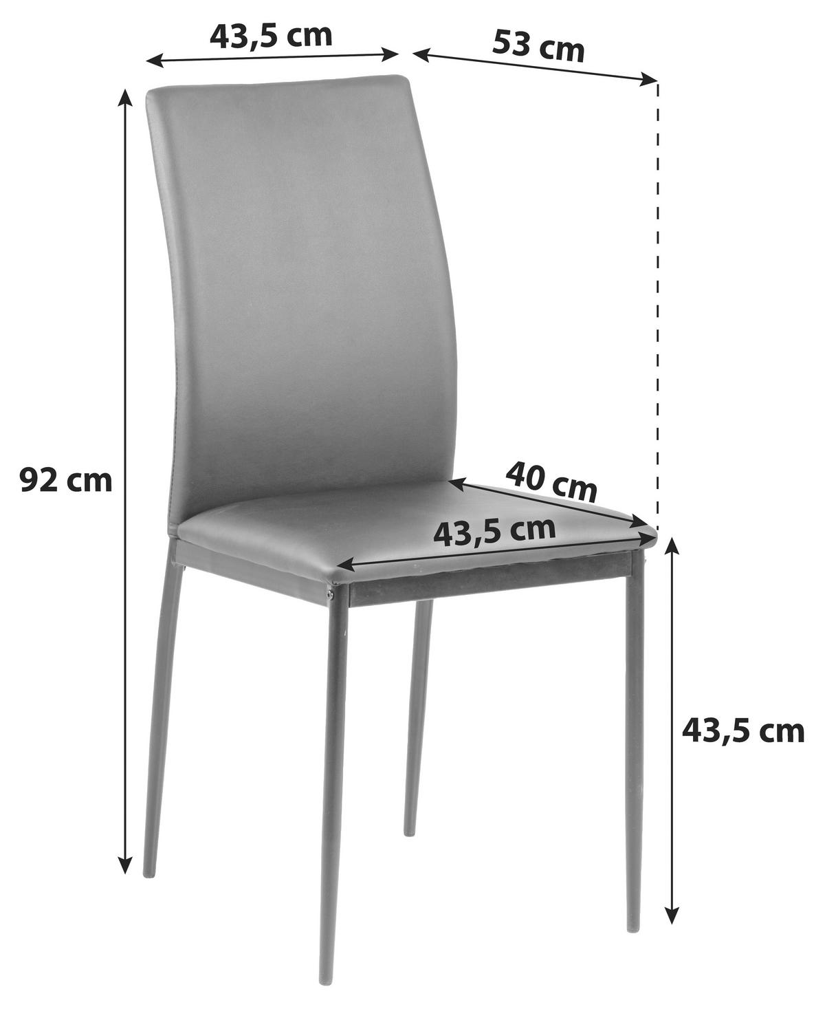 Esszimmerstuhl Demina Schwarz Lederlook - Schwarz, KONVENTIONELL, Textil/Metall (43,5/92,0/53,0cm) - Livetastic