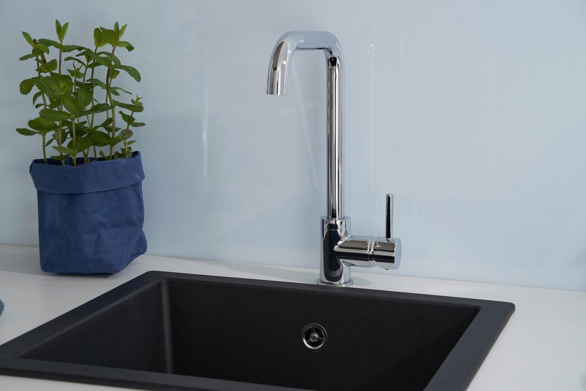 Spüle Respekta Ohio Kunsstein Bxt: 50x44 Cm - Schwarz, Trend, Glas/Kunststoff (50/19/44cm) - Respekta