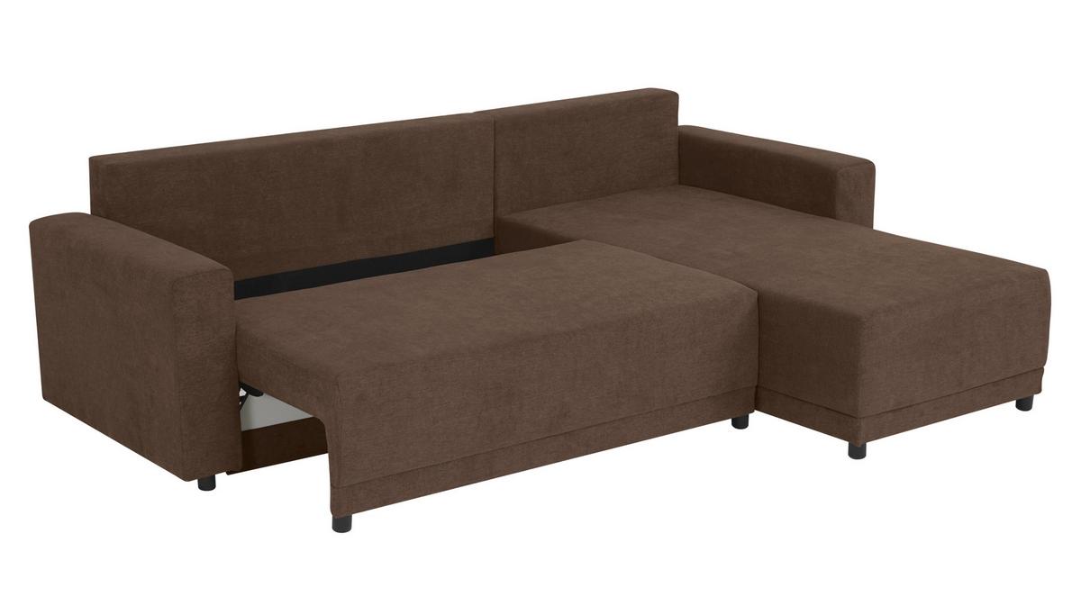 Ecksofa Time Braun S: 178x248 cm - Schwarz/Braun, Design, Textil (178/248cm) - MID.YOU
