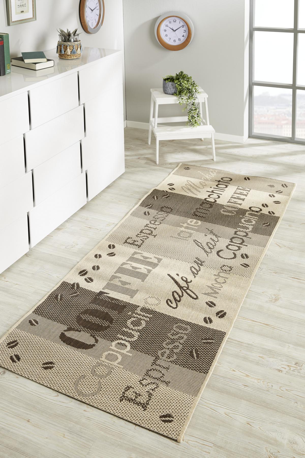 Konyhai Futószőnyeg Coffee Kb. 80/200cm - bézs/barna, Basics, textil (80/200cm) - James Wood