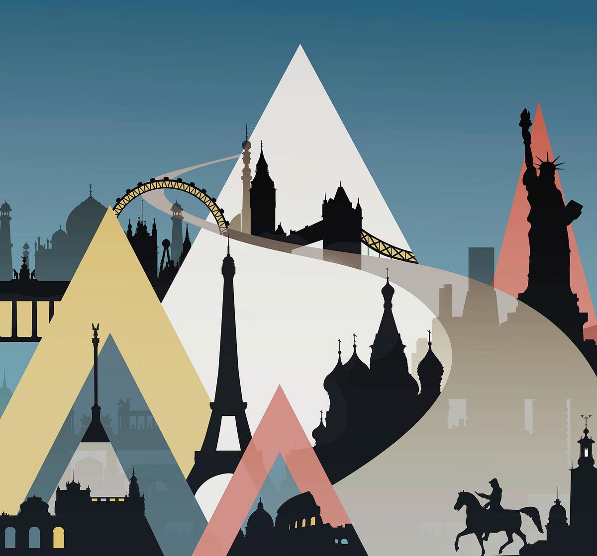 Fototapete Sightseeing - Multicolor, Trend, Papier (300/280cm)