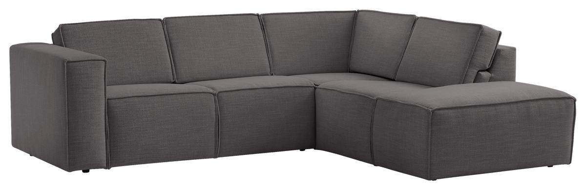 Ecksofa Dice Dunkelgrau 275x220 Cm - Dunkelgrau/Schwarz, MODERN, Textil (275/220cm) - Trendmanufaktur