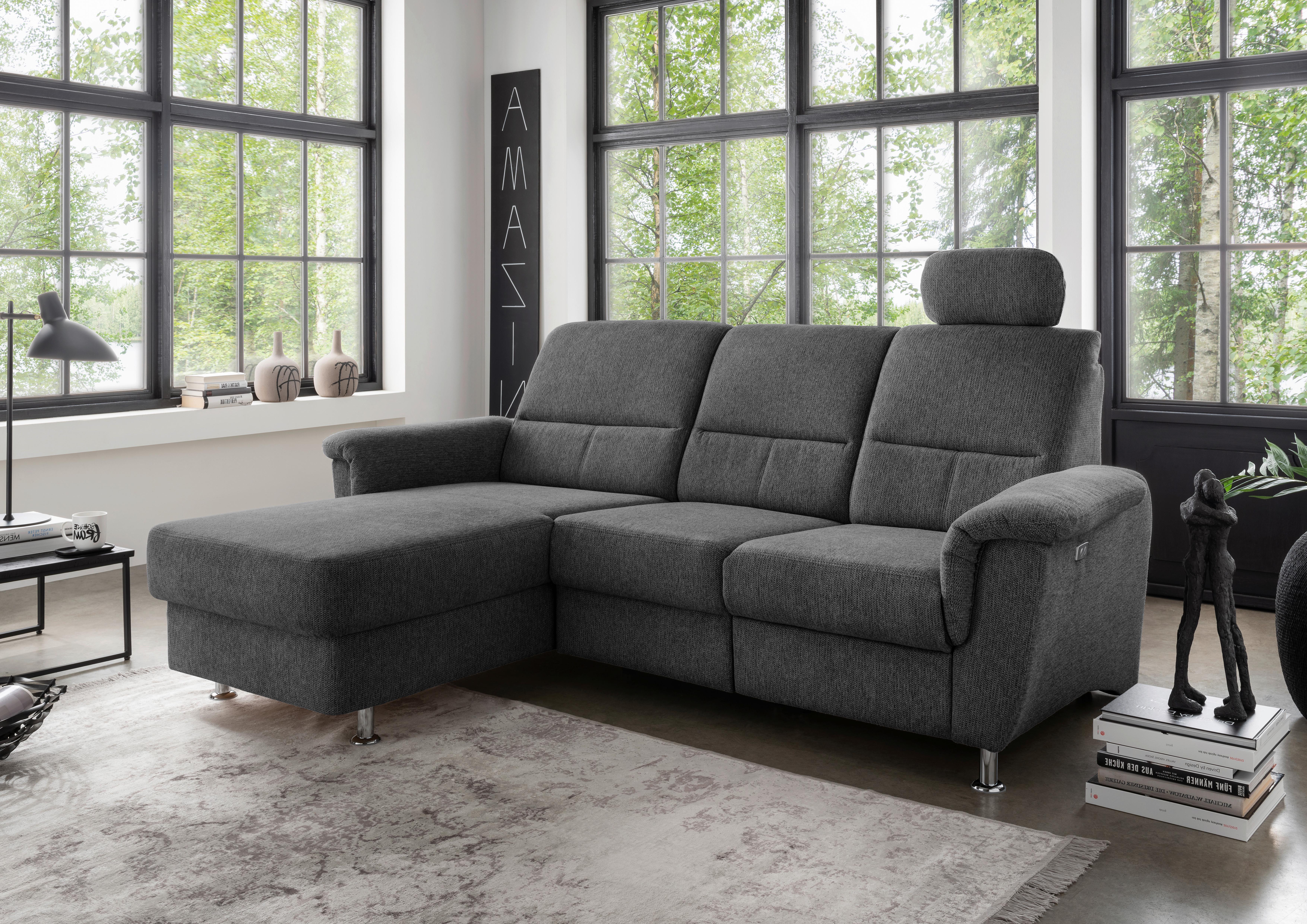 Ecksofa mit Bettkasten Parole Anthrazit Chenille - Chromfarben/Anthrazit, MODERN, Textil (165/231cm) - Livetastic