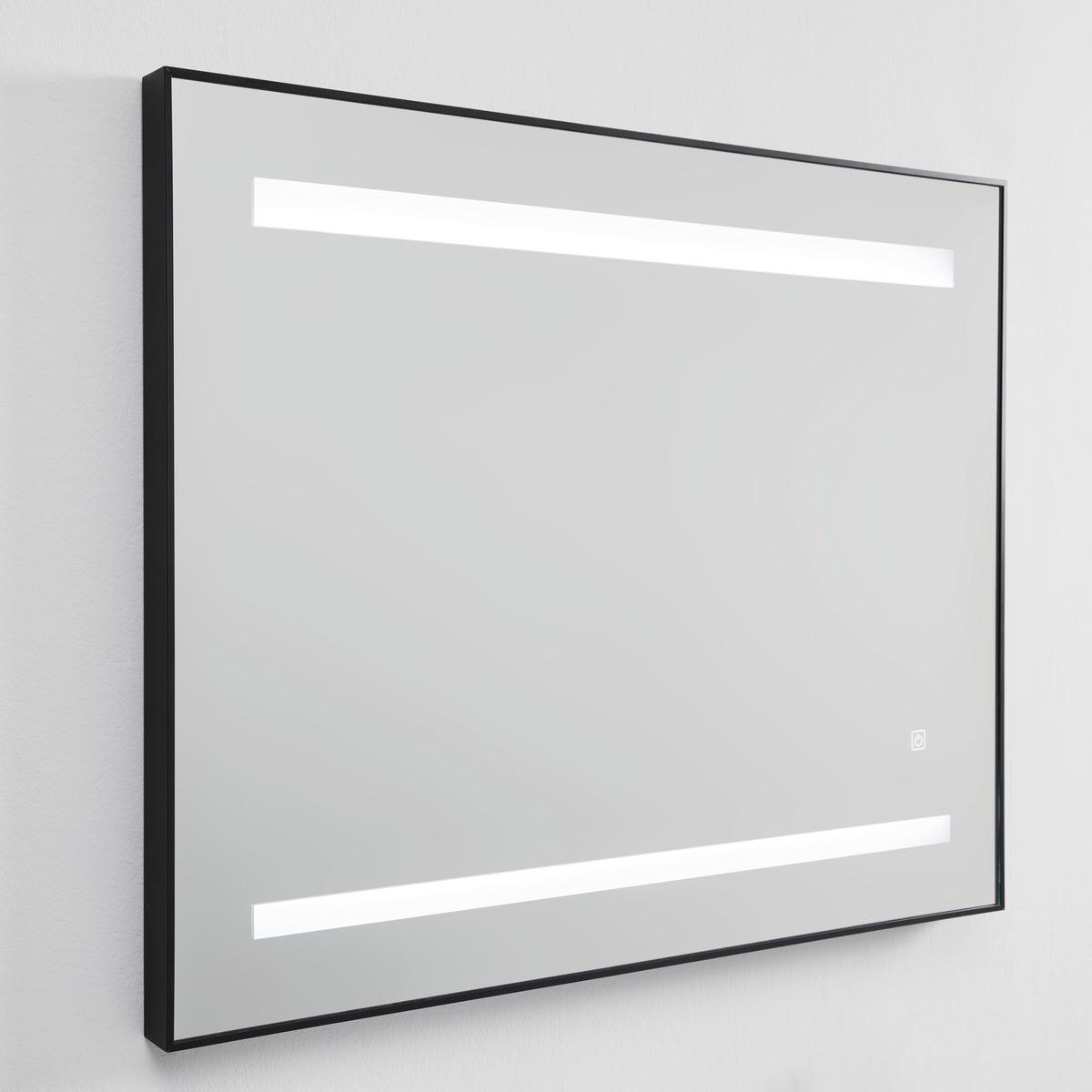 Skříňka s umyvadlem a LED zrcadlem DAVIDE - bílá/přírodní barvy, Moderní, kompozitní dřevo/keramika (91/50/46,5cm) - Livetastic