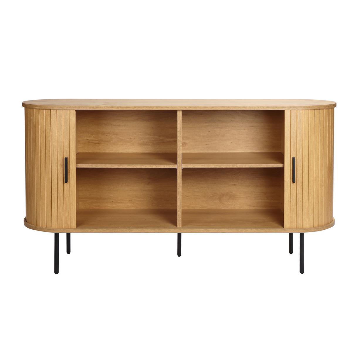 Sideboard Naturfarben/schwarz, B: 140cm - Schwarz/Naturfarben, Design, Holzwerkstoff (140/76/40cm) - Livetastic