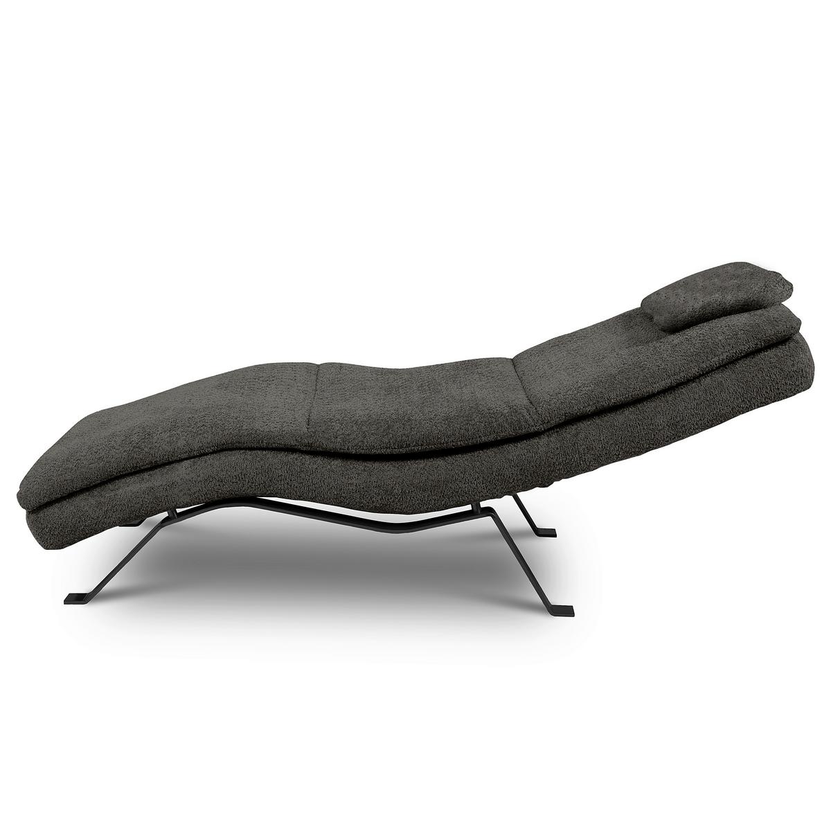 Relaxliege Black Anthrazit, B: 65cm - Anthrazit/Schwarz, Design, Leder (65/95/171cm) - Celina Home