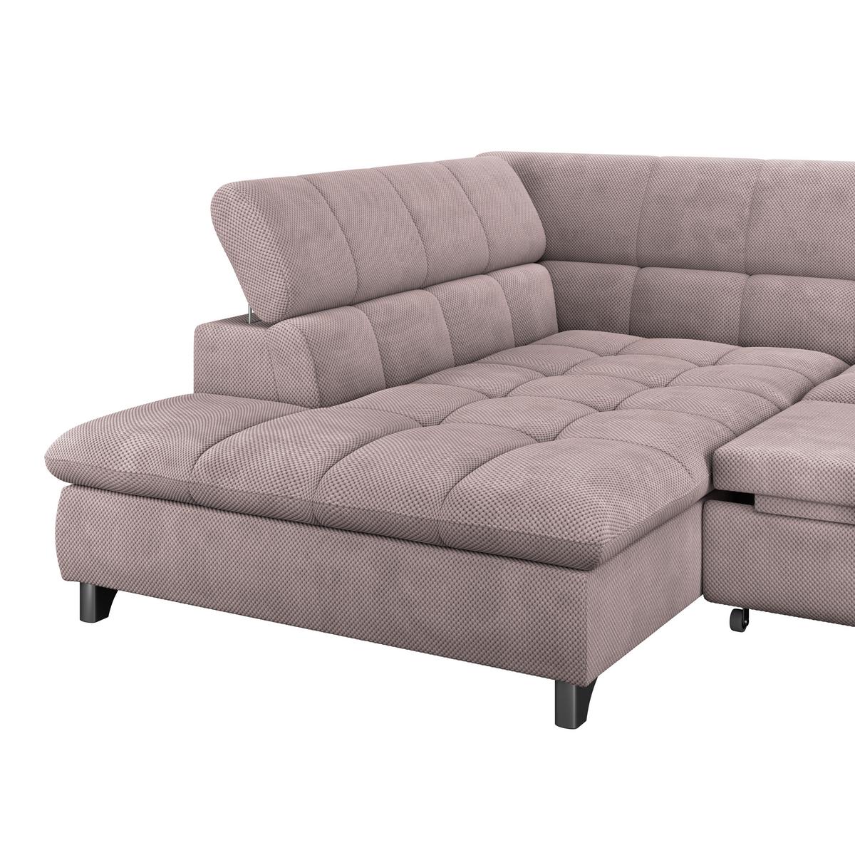 Eckbank Gemini Rosa, B: 234cm - Chromfarben/Rosa, KONVENTIONELL, Textil (234/312cm)