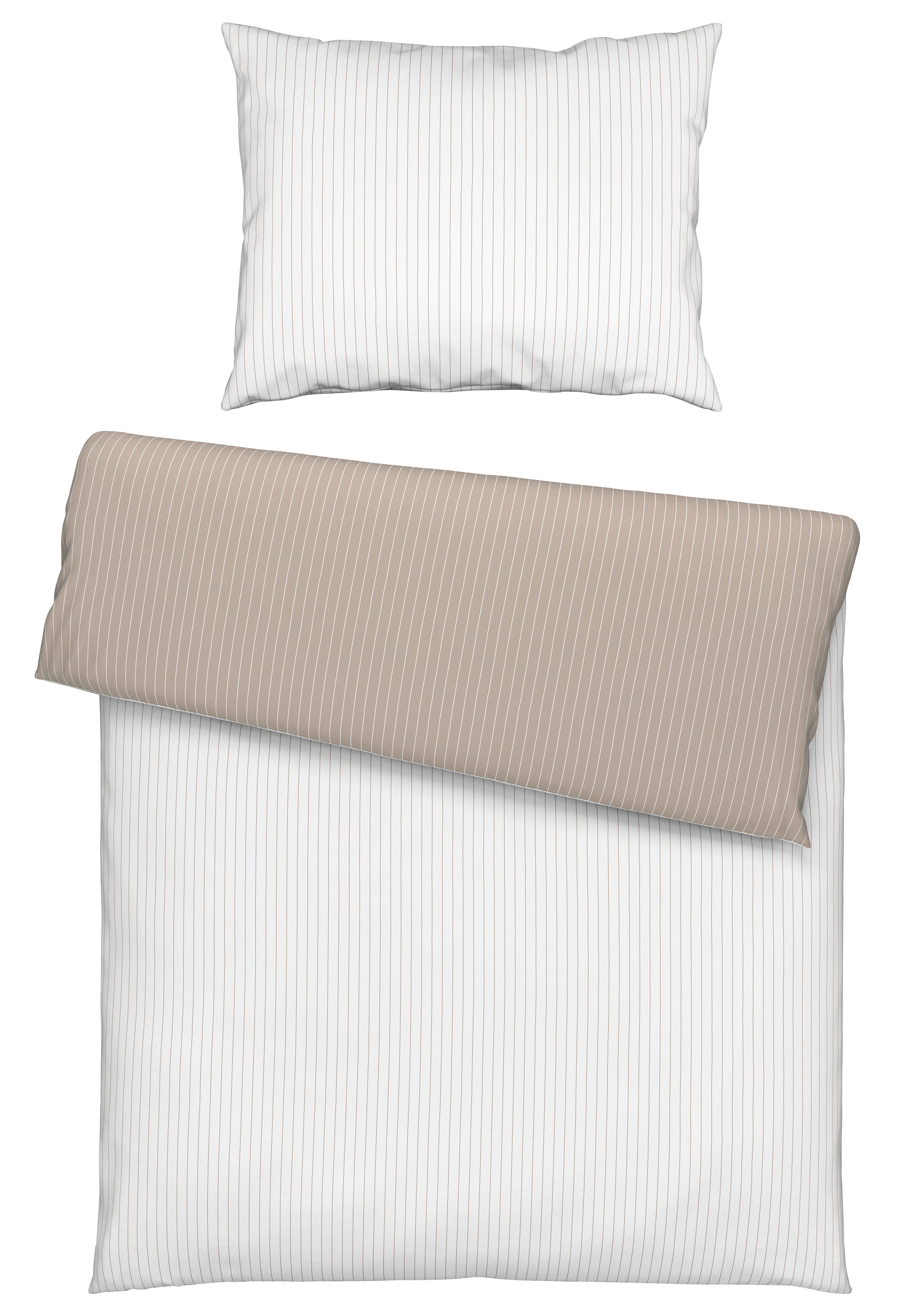 Povlečení Twill streif, 70/90 140/200cm - bílá/béžová, Moderní, textil (140/200cm) - Mömax