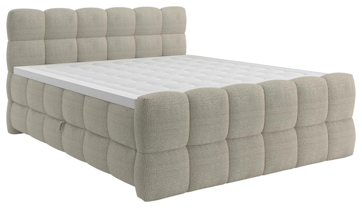 BOXSPRINGBETT inkl. Bettkasten 160x200 - Hellgrau/Schwarz, Trend, Holz/Holzwerkstoff (160/200cm) - Sembella