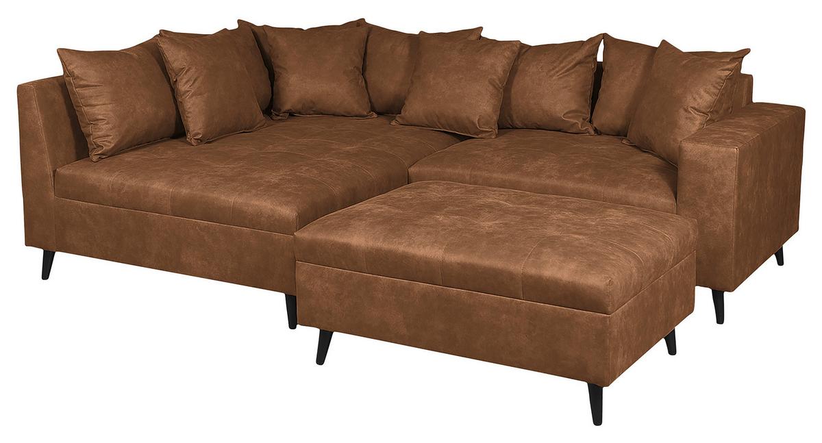 Ecksofa Pruno, Braun S: 174x247 Cm - Schwarz/Braun, Design, Textil (174/247cm) - MID.YOU