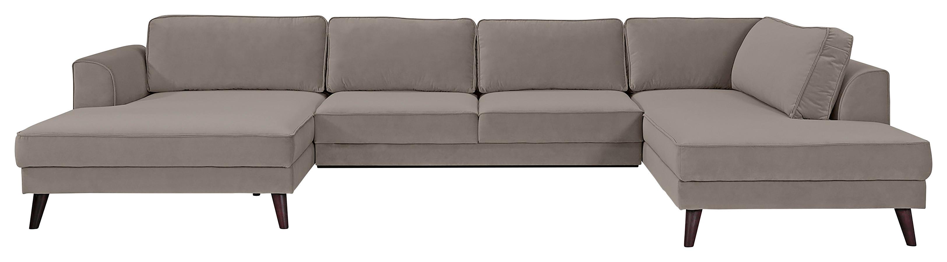 Wohnlandschaft Lumber Jack Taupe Velours - Taupe/Wengefarben, MODERN, Textil (169/348/201cm) - Trendmanufaktur