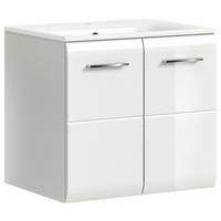 Skříňka s umyvadlem Ice, bílá - bílá/barvy stříbra, Moderní, kompozitní dřevo/plast (60/55/46cm) - MID.YOU