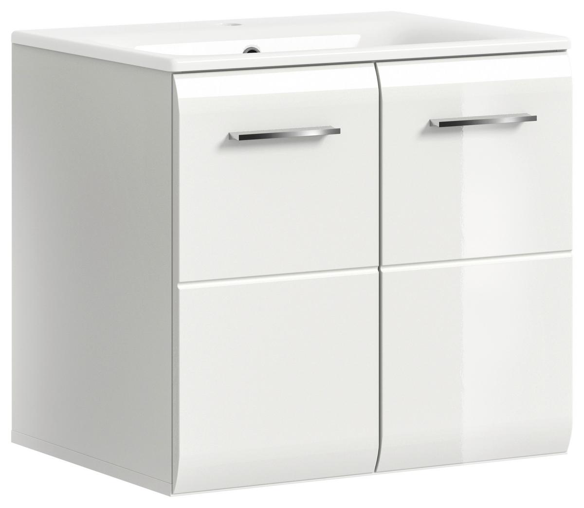 Skříňka s umyvadlem Ice, bílá - bílá/barvy stříbra, Moderní, kompozitní dřevo/plast (60/55/46cm) - MID.YOU