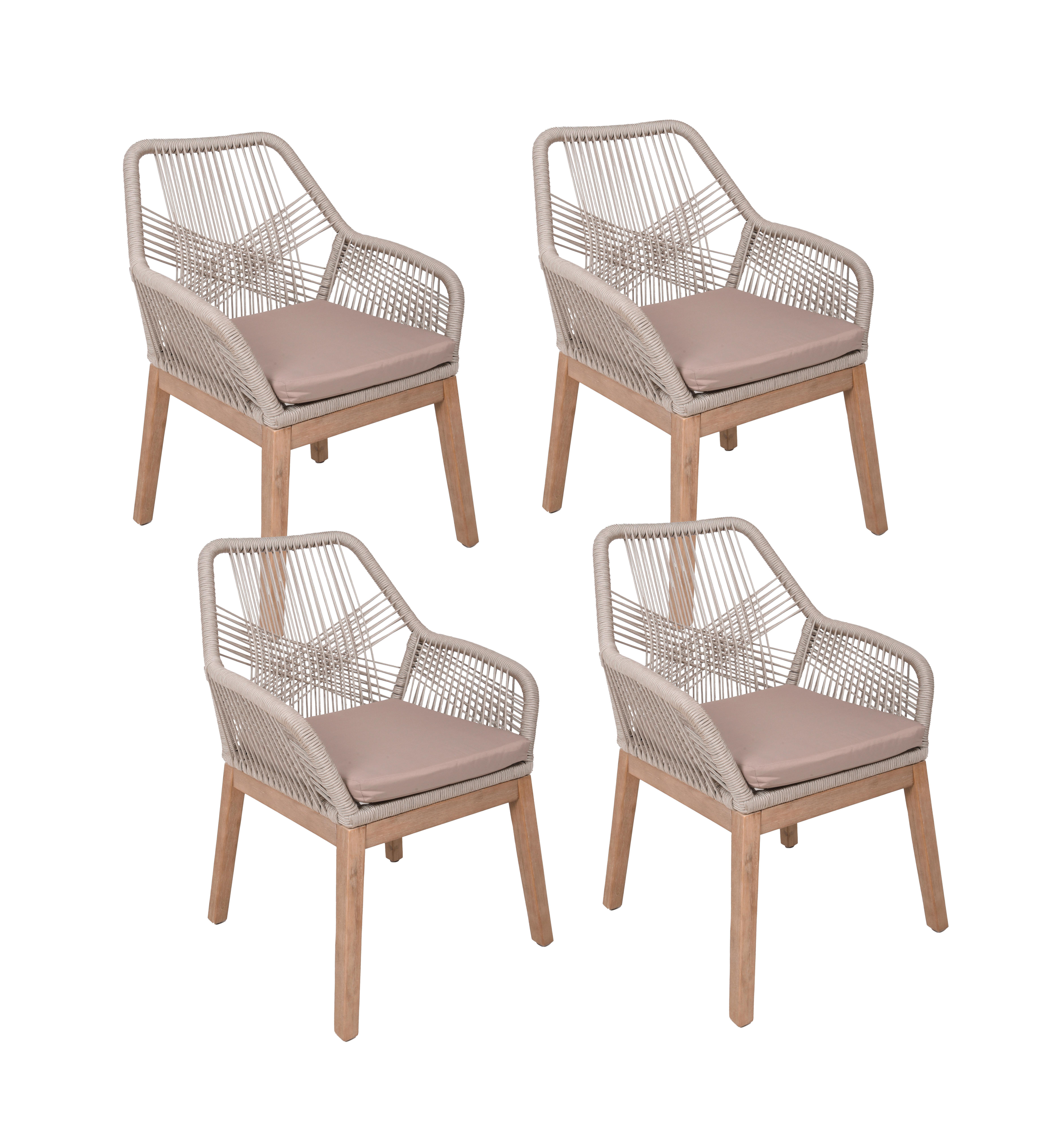 Gartensessel Stapelbar Pomona Stahl - Beige/Braun, Basics, Holz/Kunststoff (60/84/68cm) - Gardenson