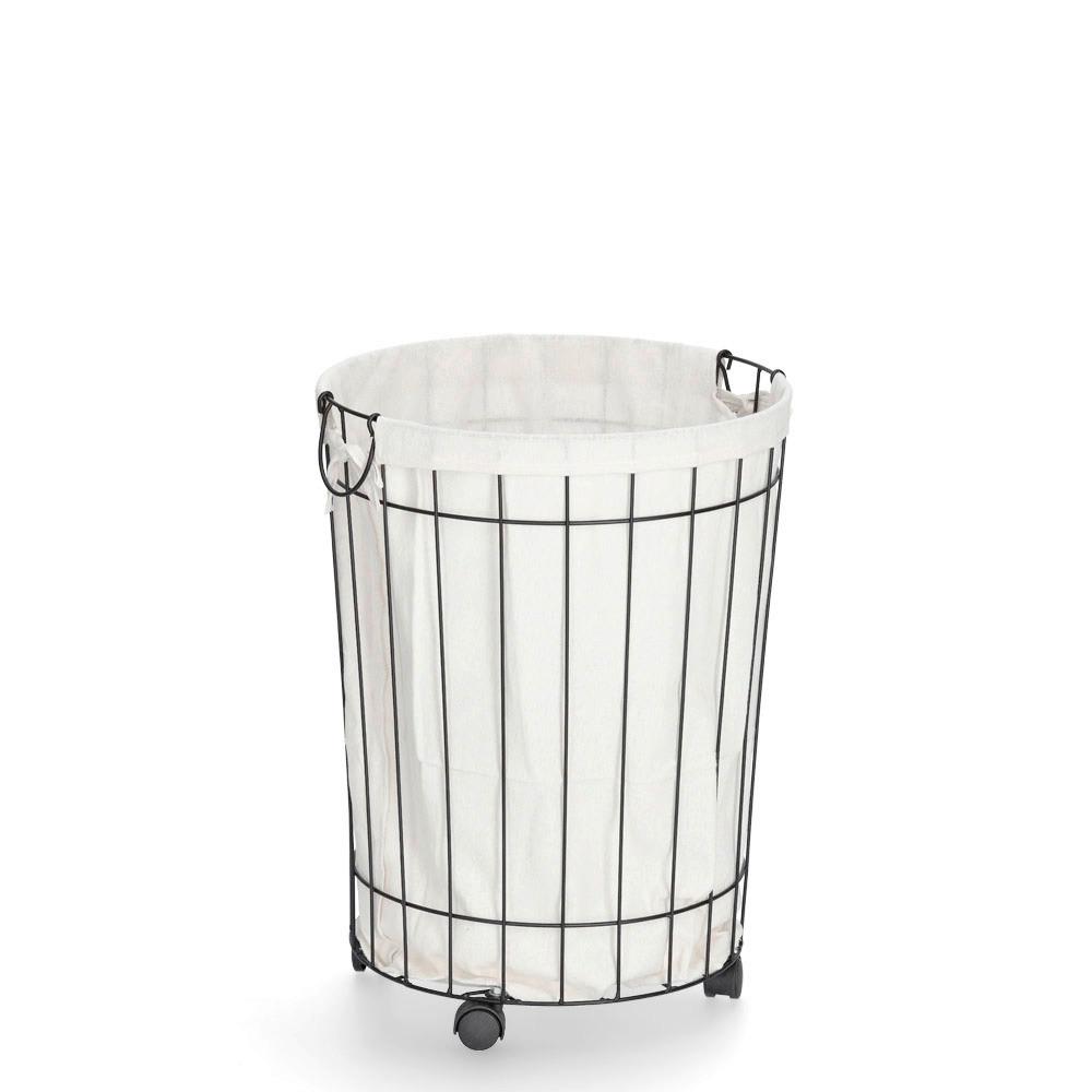Wäschesammler Naturfarben/ Schwarz B: 44 Cm - Schwarz/Naturfarben, Basics, Textil/Metall (44/44/60cm) - Zeller Present