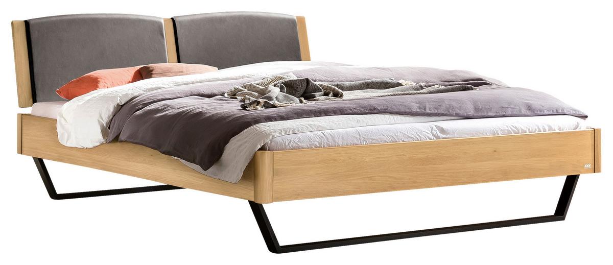 Bett Marola Eichefarben 140x200 Cm - Dunkelgrau/Eichefarben, MODERN, Holz/Textil (140/200cm) - Hasena