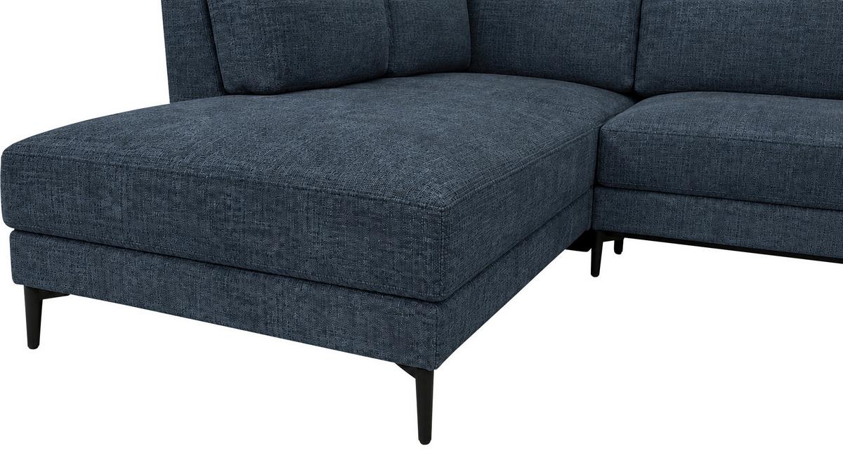 Wohnlandschaft Arizona mit Schlaffunktion, marineblau - Blau/Schwarz, KONVENTIONELL, Textil (196/339/165cm)