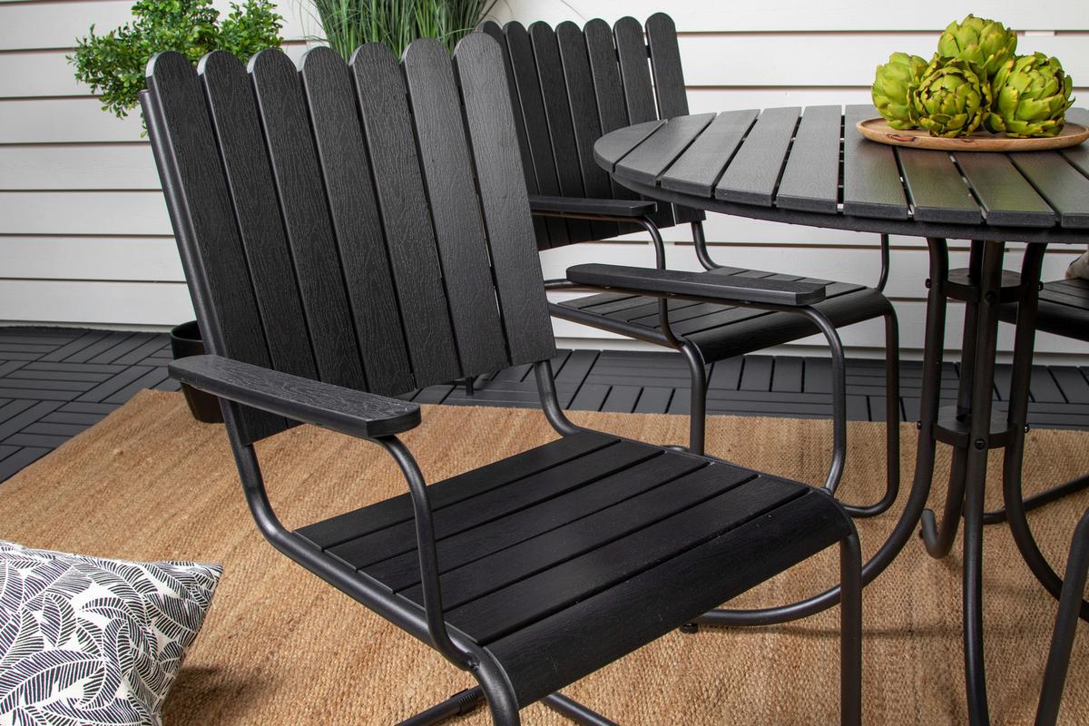 Gartentischgruppe Holmsund - Schwarz, KONVENTIONELL, Metall - Gardenson