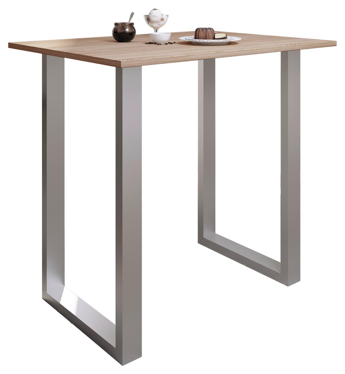 Bartisch Xona Silberfarben/Sonoma Eiche - Silberfarben/Sonoma Eiche, KONVENTIONELL, Holzwerkstoff/Metall (110/80/102cm)