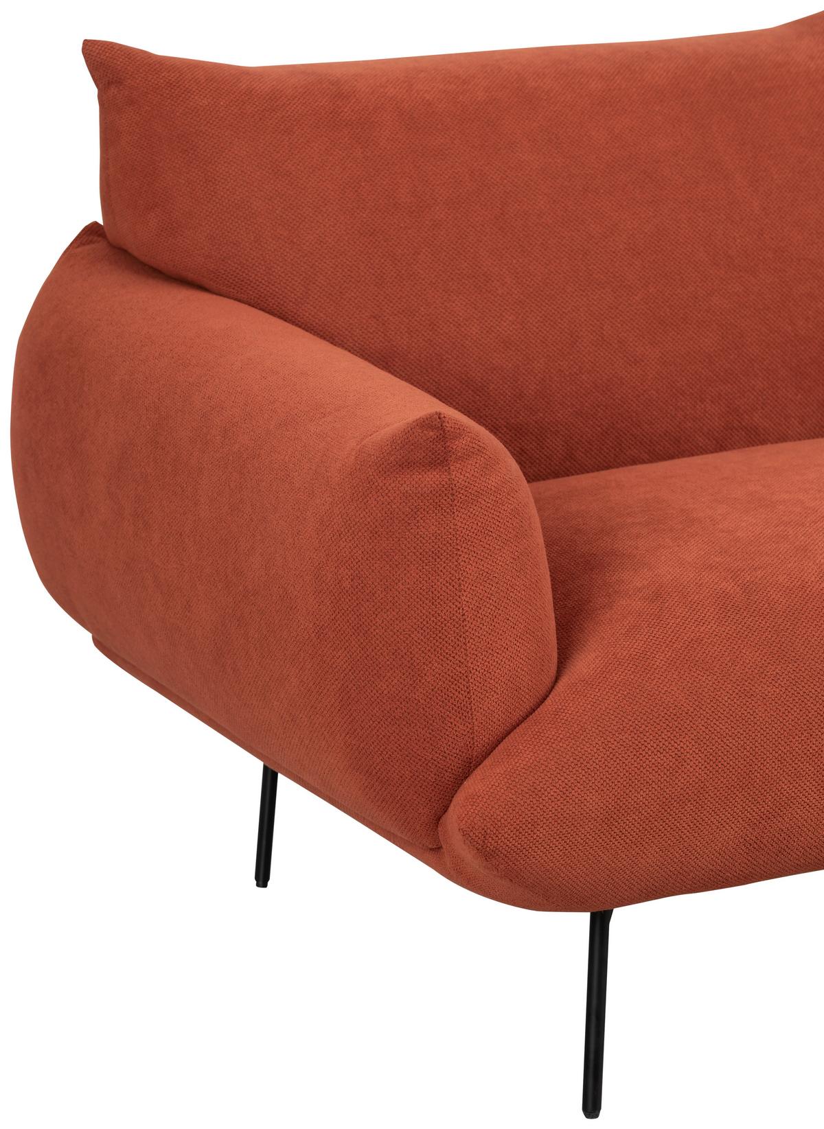 Sofa Honey - Terracotta/Schwarz, Trend, Textil (185/77/83cm) - P & B