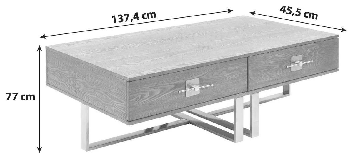 Couchtisch Osaka - Messingfarben/Braun, Trend, Holzwerkstoff/Metall (137,4/45,5/77cm) - Kare-Design