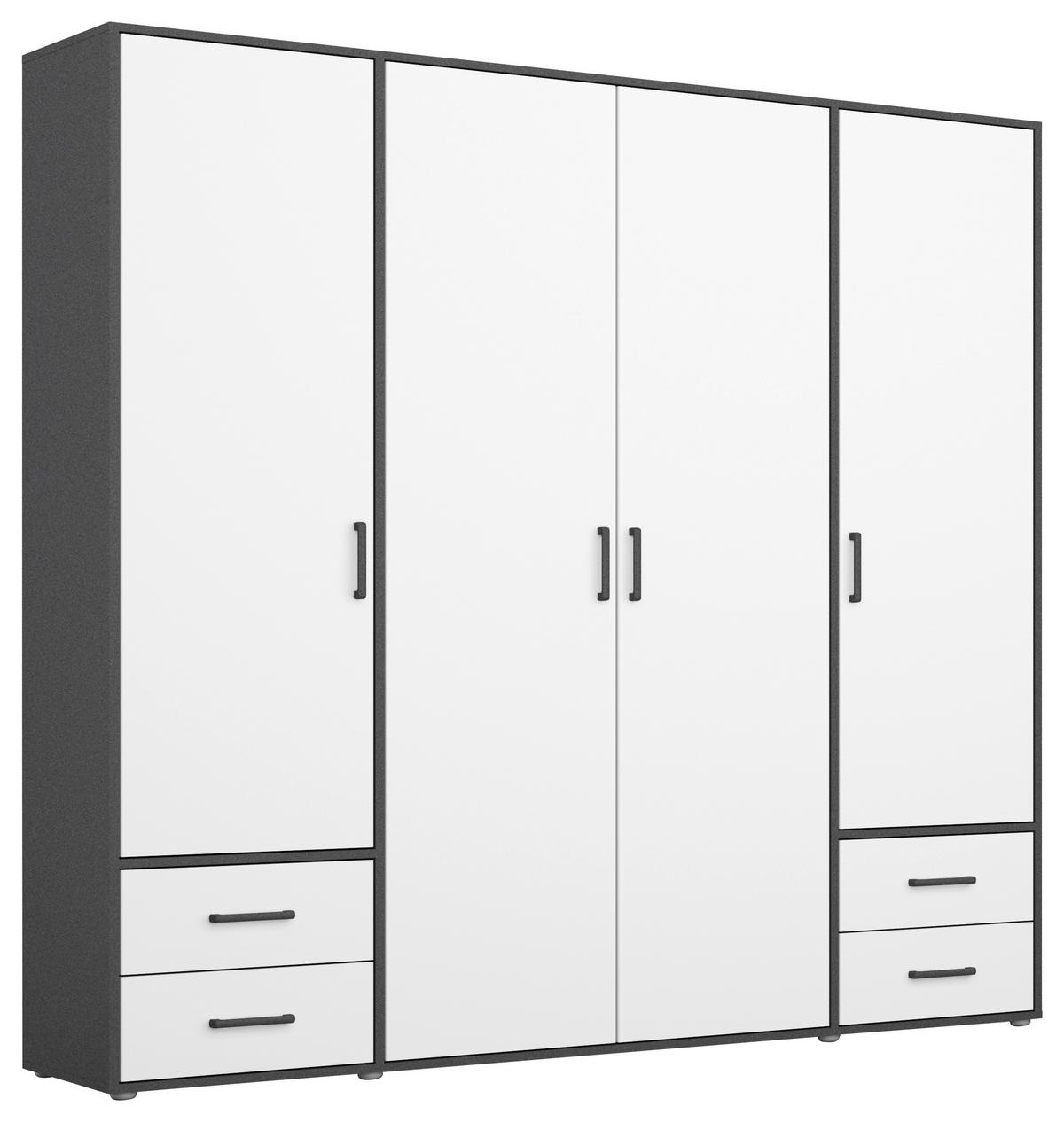 Drehtürenschrank Voyager Grau,weiß B: 187 Cm - Weiß/Grau, MODERN, Holzwerkstoff (187/194/53cm) - Rauch Möbel