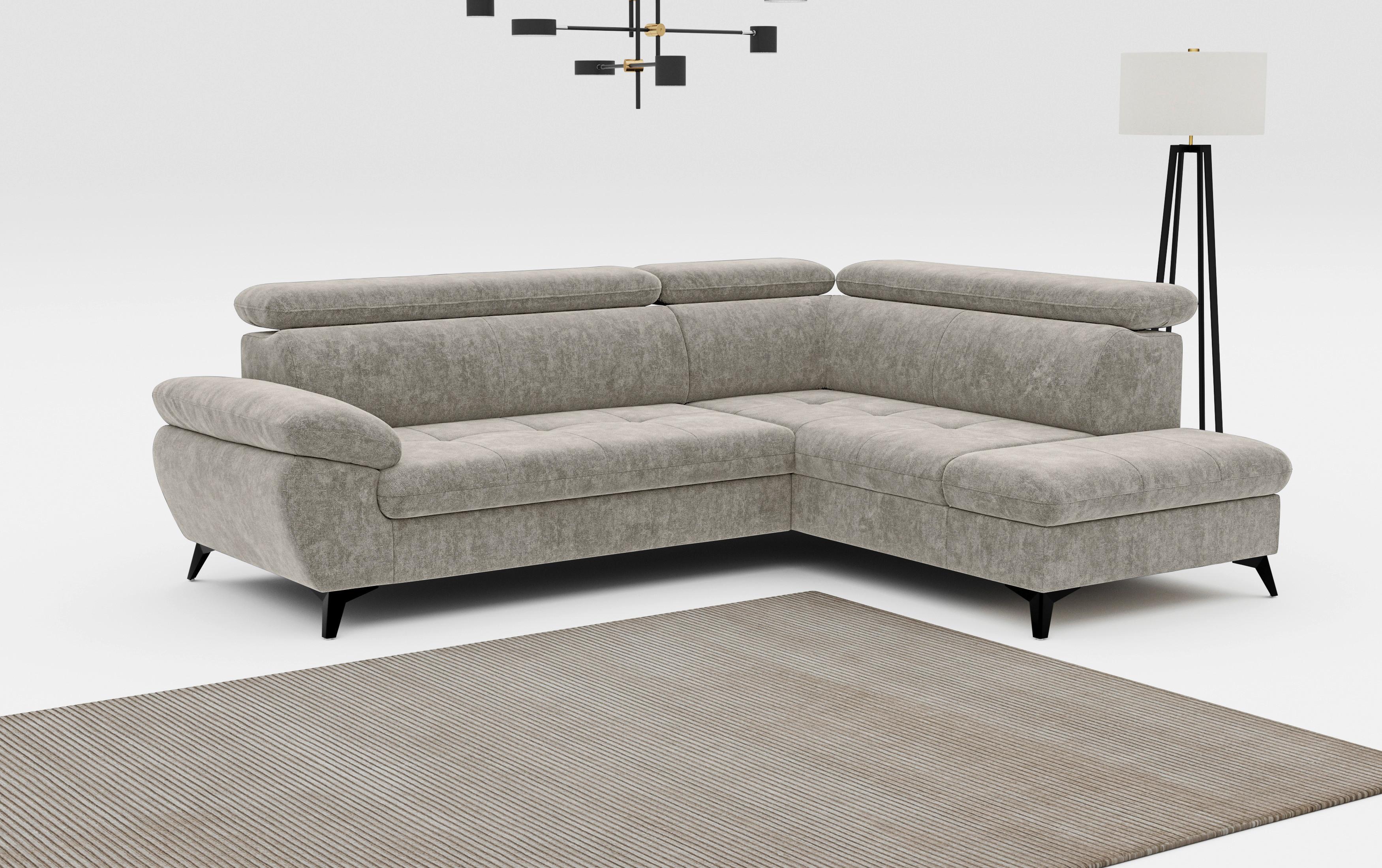 Ecksofa mit Bettkasten Hudson 265x207 cm Schlammfarben - Schlammfarben/Schwarz, Textil (265/207cm) - MID.YOU