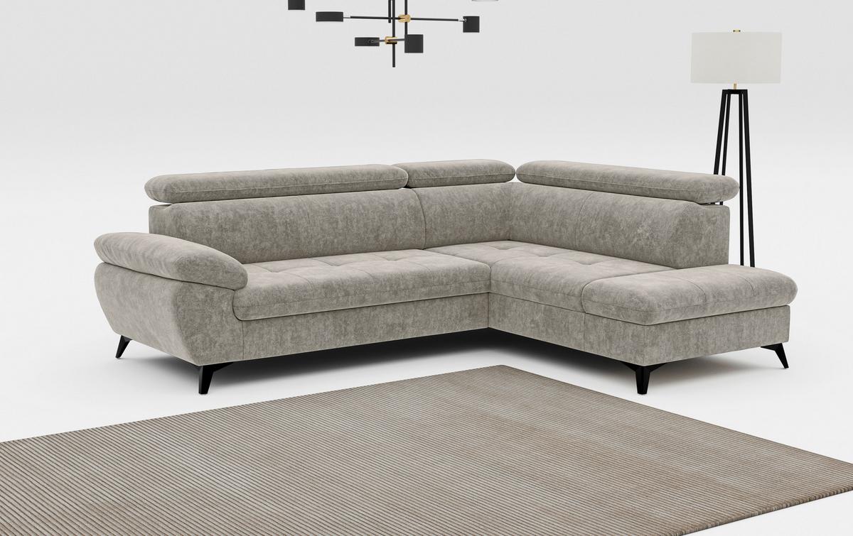 Ecksofa mit Bettkasten Hudson 265x207 cm Schlammfarben - Schlammfarben/Schwarz, Textil (265/207cm) - MID.YOU