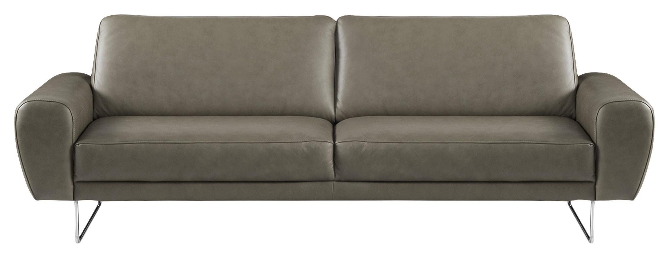 3-sitzer-sofa Spring Grau Chrom B: 207 Cm - Chromfarben/Grau, Design, Leder (207/85/92cm) - Livetastic